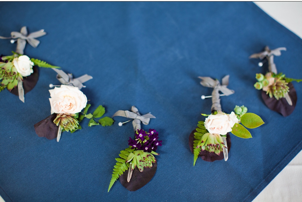 Handmade crystal and flower boutonnierres